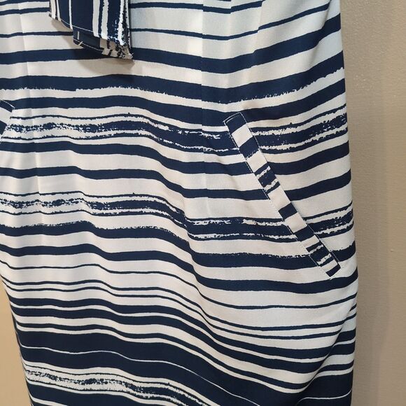 CAbi Blue White Knotted Tie Striped Tank Dress #5264 Nautical Coastal Sz Medium - Picture 4 of 12